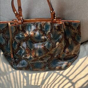 Dooney & Bourke Snakeskin Blue and Brown Tote